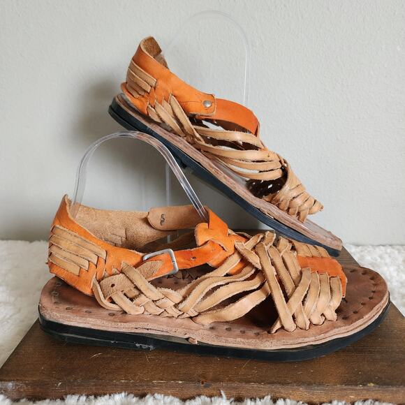 Men's Boho Hand Crafted Huaraches Leather Strappy Sandals Men's Size 8 - Picture 2 of 12